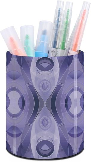 Discover Abstract Blue Pattern Pu Pen Holder Waterproof Makeup Brush Holder