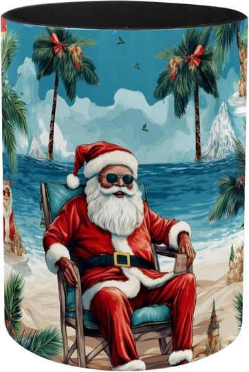 Discover Santa Claus Pattern on the Chair Iron Sheet Leather pen holder