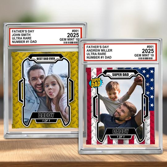 Discover Father’s Day Ultra Rare No1 Dad Trading Card Style Personalized Acrylic Block Plaque  – Custom Photo Gift for Dad Do98