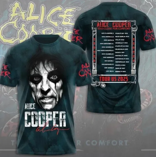 Discover Alice Cooper Tour 2025 3D T-Shirt Gift For Fans LOVE