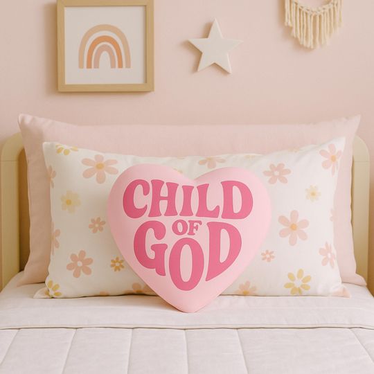 Discover Christian Heart Shaped Throw Pillow, Cute Pink Plush Pillow for Girls Dorm room