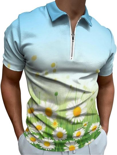 Discover Summer Casual Golf Zip Polo Shirts