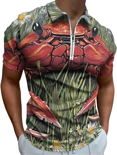 Discover Crabs in The Daisy Flowers Zip Polo Shirts