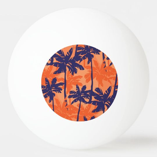 Discover Blue palm silhouette, orange background ping pong ball