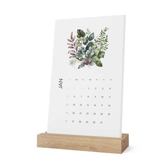 Discover 2025 Botanical Desk Calendar with stand - Vertical Desk Calendar