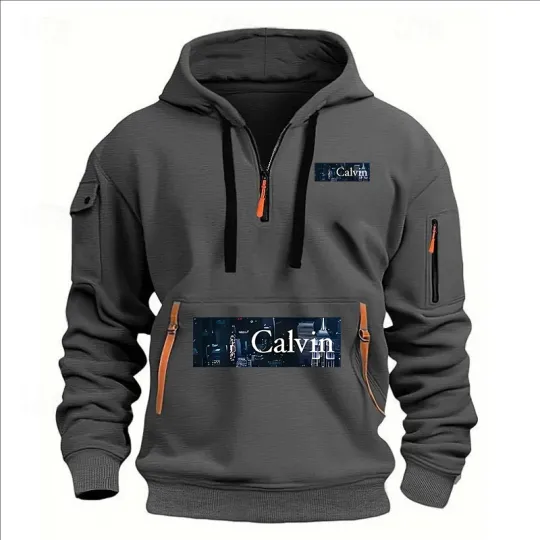 Discover 2025 New Autumn and Winter Men's Multi-zipper Arm Pocket Hoodie, Long-sleeved Printed Hoodie, Casual and Sporty Men's Clothing