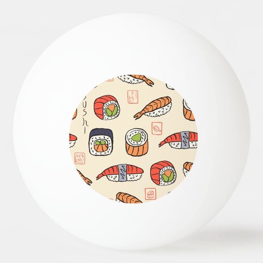 Discover Sushi food, seamless pattern design. ping pong ball