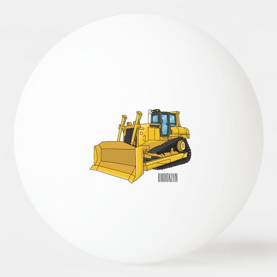 Discover Bulldozer cartoon illustration ping pong ball