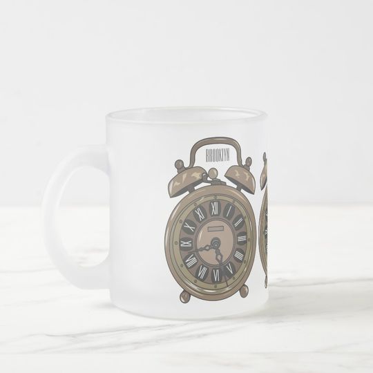 Discover Alarm clock cartoon illustration frosted glass coffee mug