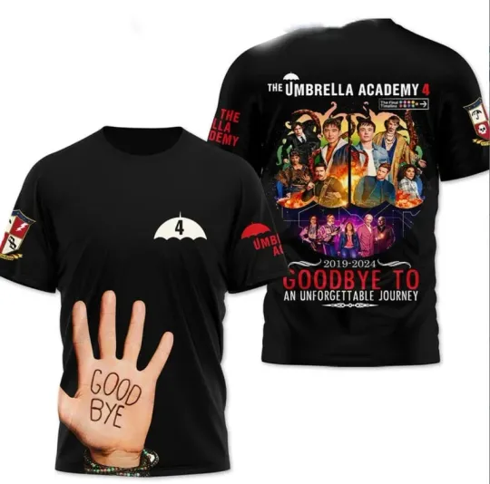 Discover The Umbrella Academy 2024 Goodbye To Unforgettable Journey AOP 3D T-Shirt