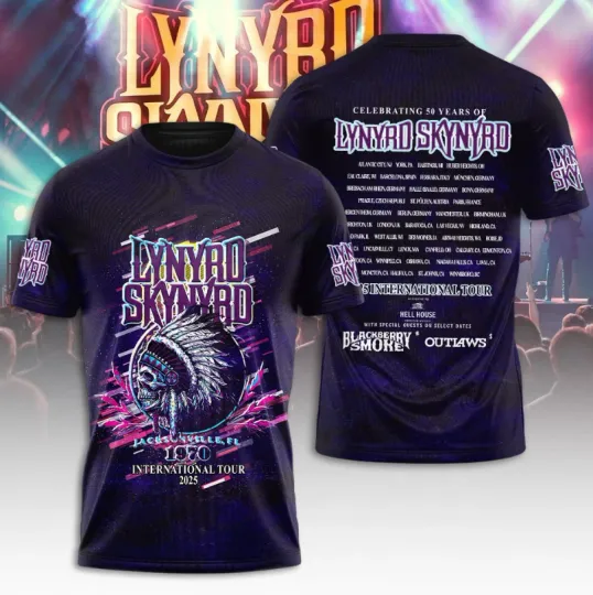 Discover Lynyrd Skynyrd Celebrating 50 Years 2025 International Tour 3D T-Shirt
