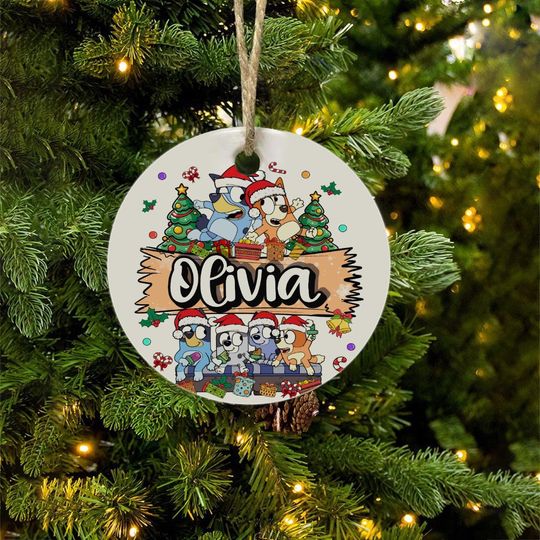 Discover Personalized Blue Dog Christmas Ornaments | Disneyyy Ceramic