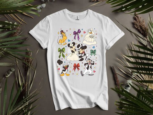 Discover Mickeyy and Friends Bows Coquette Bachelorette Custom T-Shirts for Men, Women, and Kids - Sizes S to 5XL | Ladies' T-Shirts Available K872