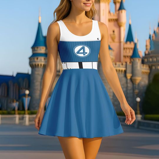 Discover Invisible Woman Costume Skater Dress, Sue Storm Dress