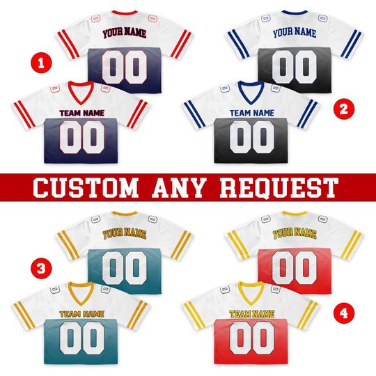 Discover Customized Raglan Croptop Football Multi Color Jersey, Custom Crop Jersey For Women, Jersey Lovers, Game Day Uniform Jersey 12825HC4