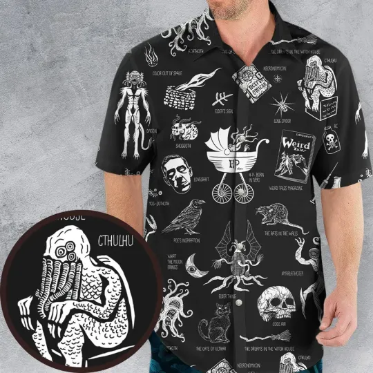 Discover H.P. Lovecraft Monsters Hawaiian Shirt