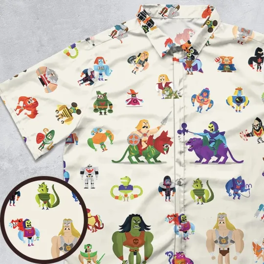 Discover He-Man & Masters Of The Universe Characters Pattern Button Down Shirt