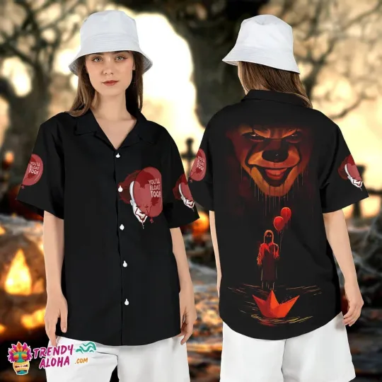 Discover Pennywise It Movie Clown Horror Halloween Aloha Hawaii Shirt