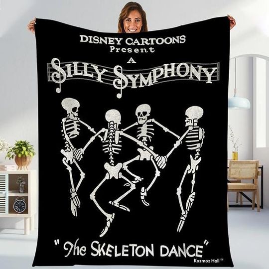 Discover Disneyyland Silly Symphony Skeleton Dance, Skeleton Throw, Dancing Skeleton Blanket, Funny Skeleton Blanket, Spooky Season, funny blanket