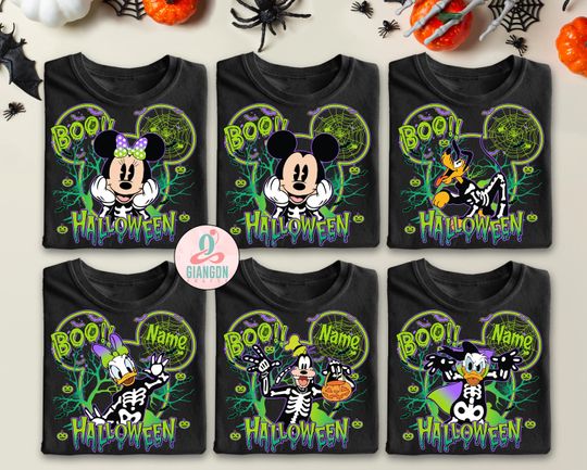 Discover Vintage Disneyyy Halloween All Characters Shirts, Mickeyy And Friends Halloween Shirt, Halloween Party Shirts, Disneyyy Family Halloween Shirts