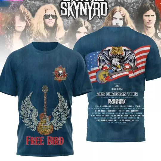 Discover Lynyrd Skynyrd Free Bird 2025 European Tour 3D T-Shirt