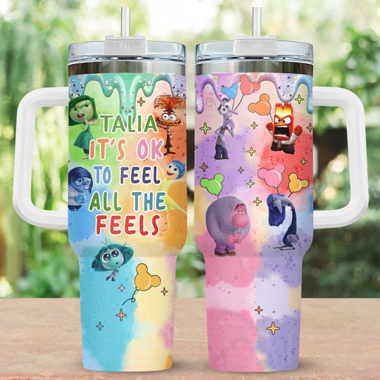 Discover Colorful Disneyyy Insidee Outt Tumbler 40Oz, It's Okay To Feel All The Fell Tumbler
