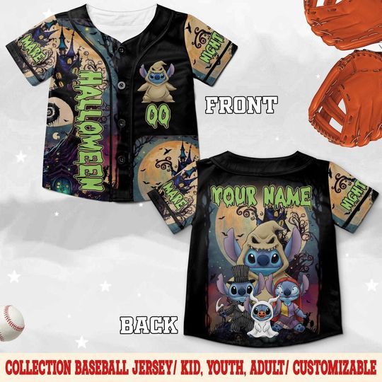 Discover Custom Oogiee Boogiee Stitchh Halloween Jersey, Disneyyy Baseball Shirt