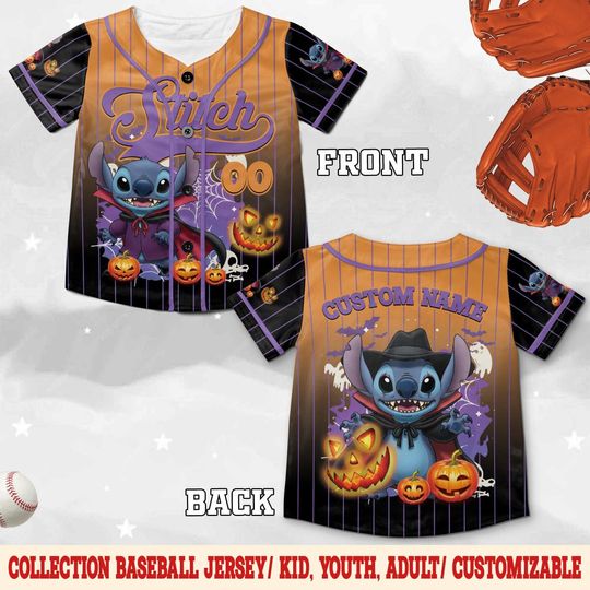 Discover Custom Stitchh Halloween Baseball Jersey, Custom Disneyyy Baseball Jersey