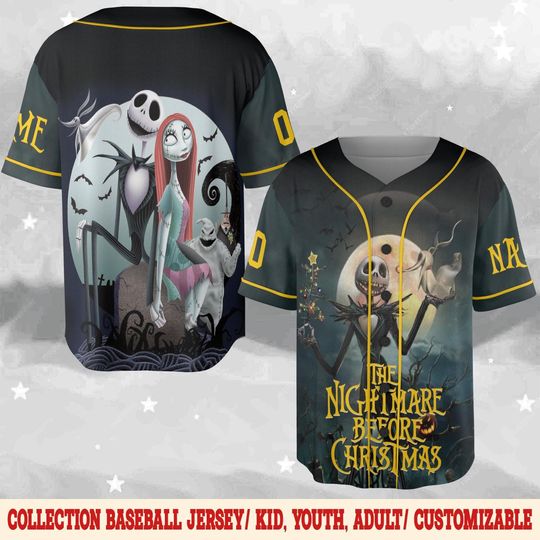 Discover Custom Nightmare Before Christmas Baseball Jersey, Jackk Skellingtonn Baseball Jersey