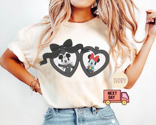 Discover Coquette Bow Locket Mickeyy Minniee Couple Disneyyy Halloween Shirt