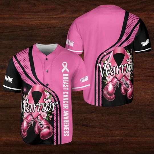 Discover Custom Breast Cancer Awareness Jersey  Pink Ribbon Warrior Shirt with Name