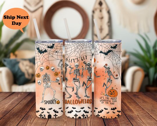 Discover Halloween Skeleton Tumbler, Cute Retro Halloween Cup, Halloween Gift