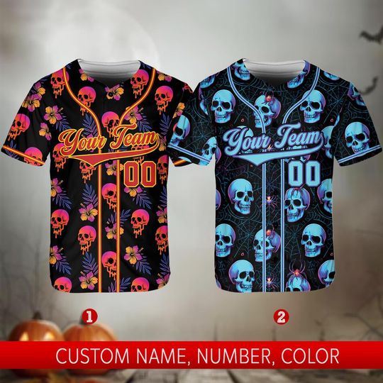 Discover Custom Halloween Baseball Jersey for Adult Kid Youth , Personalized Name Number