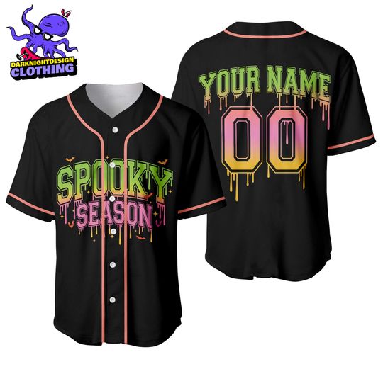 Discover Spooky Season Drip Personalized Baseball Jersey, Custom Halloween Shirt