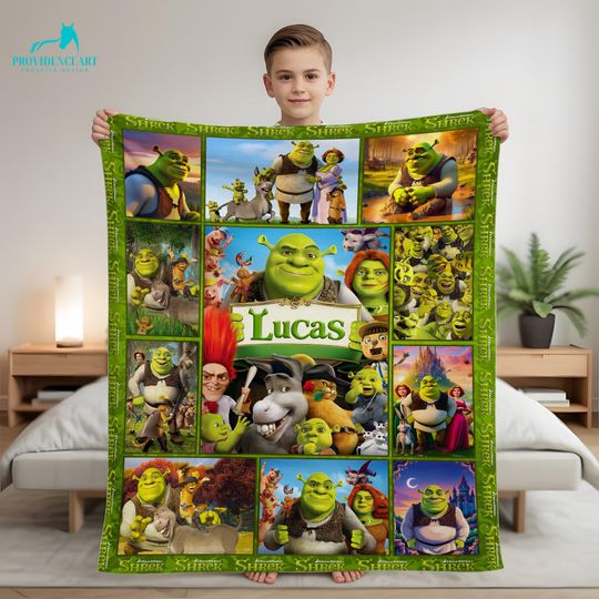 Discover Custom Name Shrek Blanket, Personalized Shrek Christmas Blanket Gift, Funny Shrek Gifts