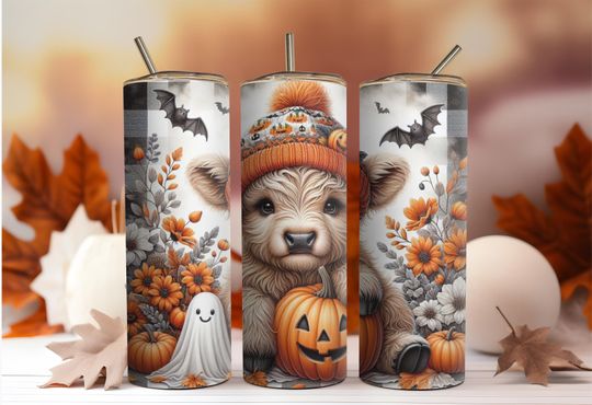 Discover Highland Cow Fall Tumbler, Cow with Beanie Tumbler, Cute Cow Tumbler