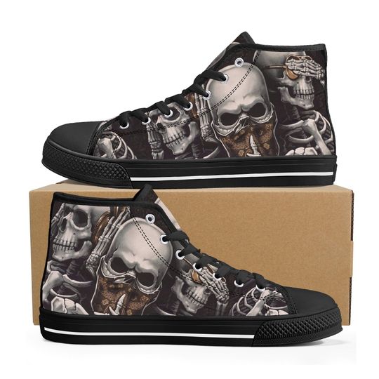 Discover Gothic skull men women sneakers rose skull sneakers