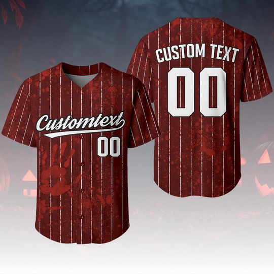 Discover Personalized Halloween Horror Baseball Jersey, Spooky Scary Shirt, Creepy Slasher Jersey Outfit, Custom Team Jersey, Halloween Shirt
