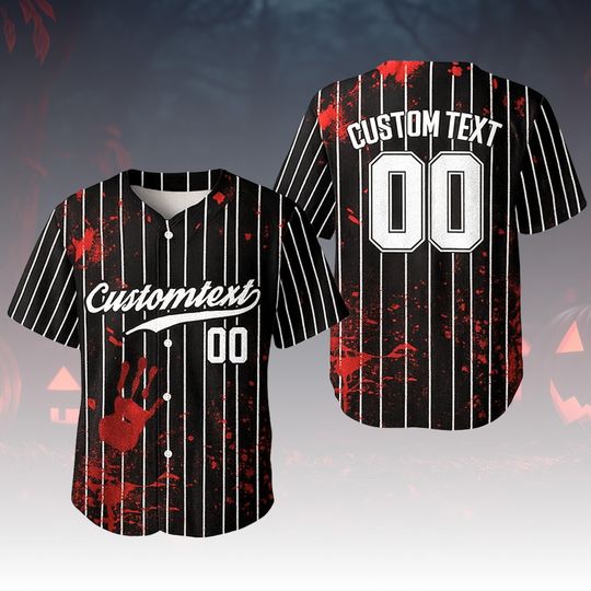 Discover Personalized Halloween Horror Baseball Jersey, Spooky Scary Cosplay Shirt, Creepy Slasher Jersey Outfit, Custom Team Matching Jersey
