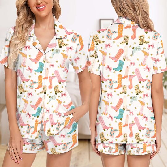Discover Cowboy Boot Short Pajama Set, Cowboy Cowgirl