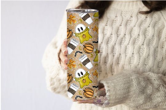 Discover Fall Spooky Ghost Sweater Tumbler | Cottagecore Travel Mug | Fall Halloween Tumbler