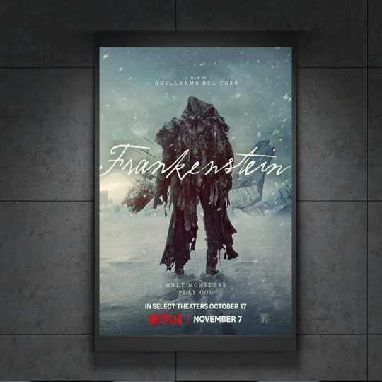 Discover Frankenstein 2025 Movie Poster Guillermo Del Toro Netflix Horror Film Print