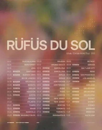 Discover RÜFÜS DU SOL 2025 World Tour Poster