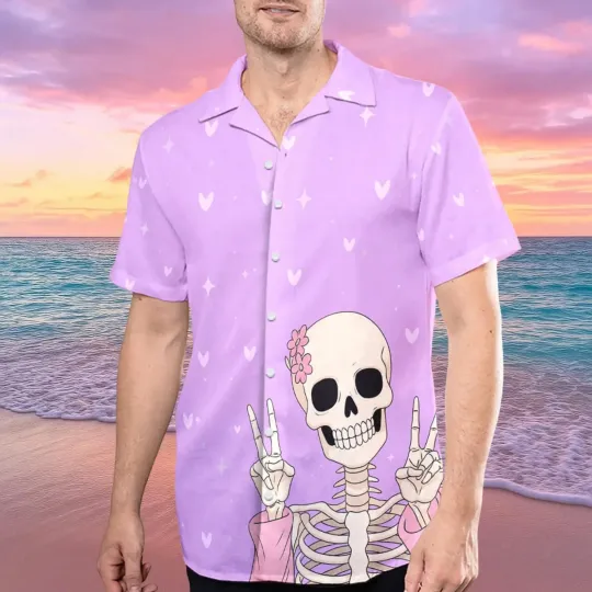 Discover Cute Skeleton Halloween Hawaiian Shirt - Adults & Youth