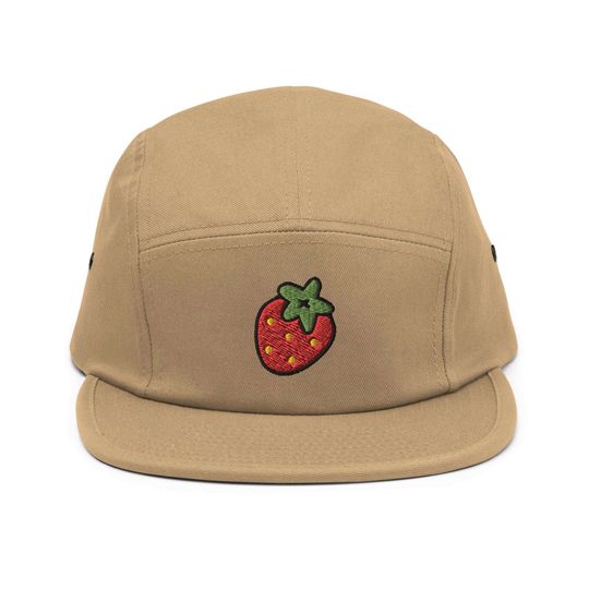 Discover Strawberry Embroidered 5 Panel Camper Cap