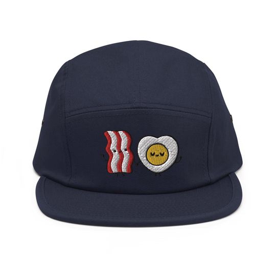 Discover Bacon & Egg Friends Embroidered 5 Panel Camper Cap