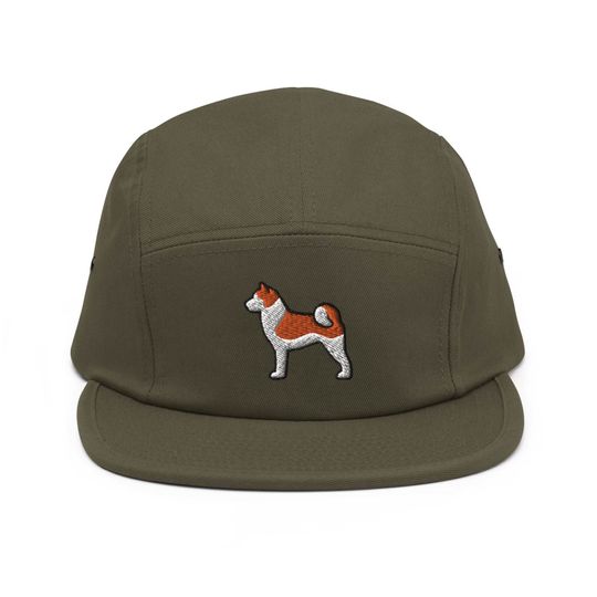 Discover Akita Embroidered 5 Panel Camper Cap
