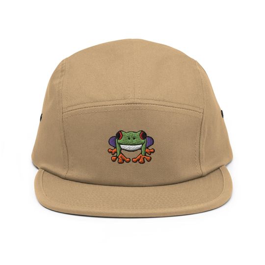 Discover Red Eyed Tree Frog Embroidered 5 Panel Camper Cap