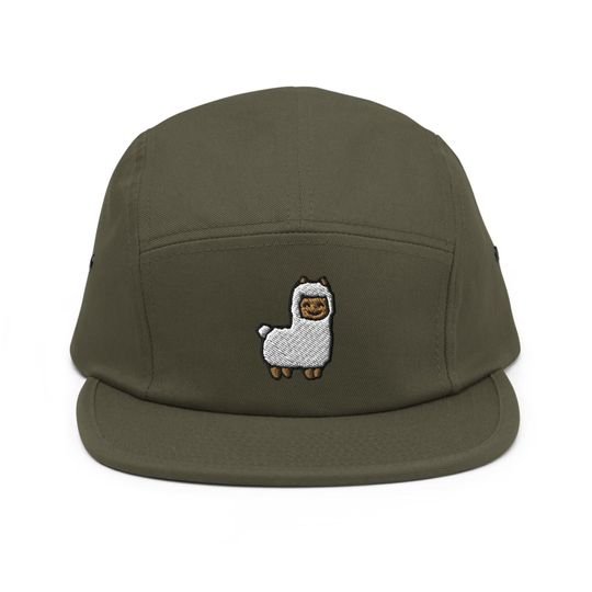Discover Cute Alpaca Embroidered 5 Panel Camper Cap
