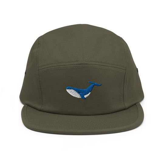 Discover Blue Whale Embroidered 5 Panel Camper Cap - Pure Cotton Comfortable Fit in Variety of Colors